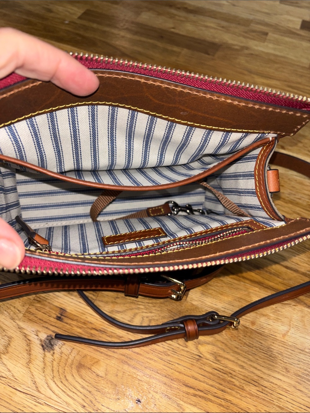 Dooney & Bourke sage green and Brown Nylon Crossbody with Leather Trim - Picture 8 of 10